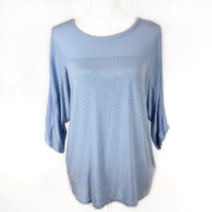 Dolan Left Coast Blue Raw Hem Dolman Sleeve Top L